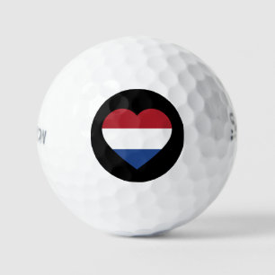 Netherlands Heartflag on Black ssf gbcnt Golf Balls
