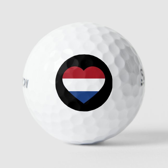 Netherlands Heartflag on Black ssf gbcnt Golf Balls (Front)