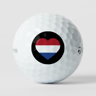 Netherlands Heartflag on Black tmtp5 gbcnt Golf Balls