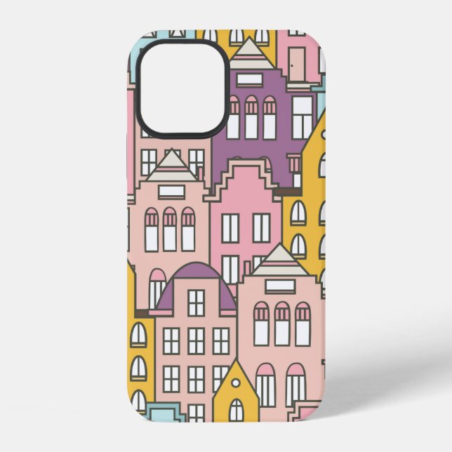 Netherlands houses set hand drawn seamless pattern iPhone case (Back)