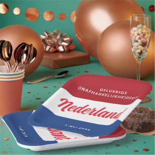 Netherlands Independence Day Dutch National Flag Paper Plate