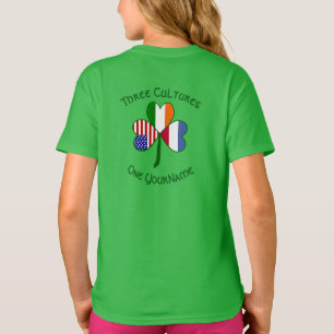 Netherlands Ireland USA Shamrock Flag Personalised T-Shirt