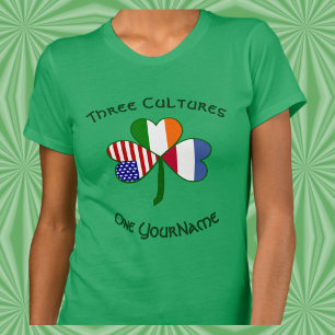 Netherlands Ireland USA Shamrock Flag Personalised T-Shirt