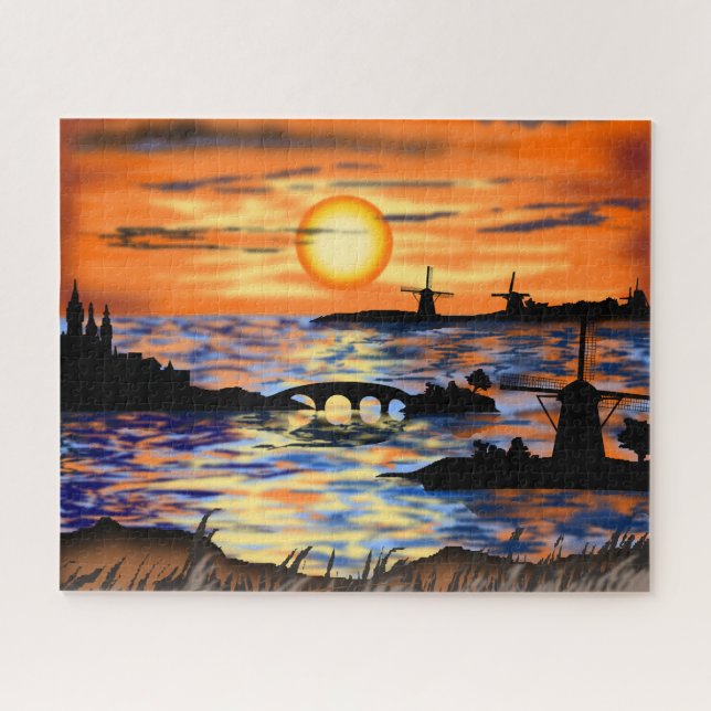 Netherlands Landscape Puzzle Sunrise (Horizontal)