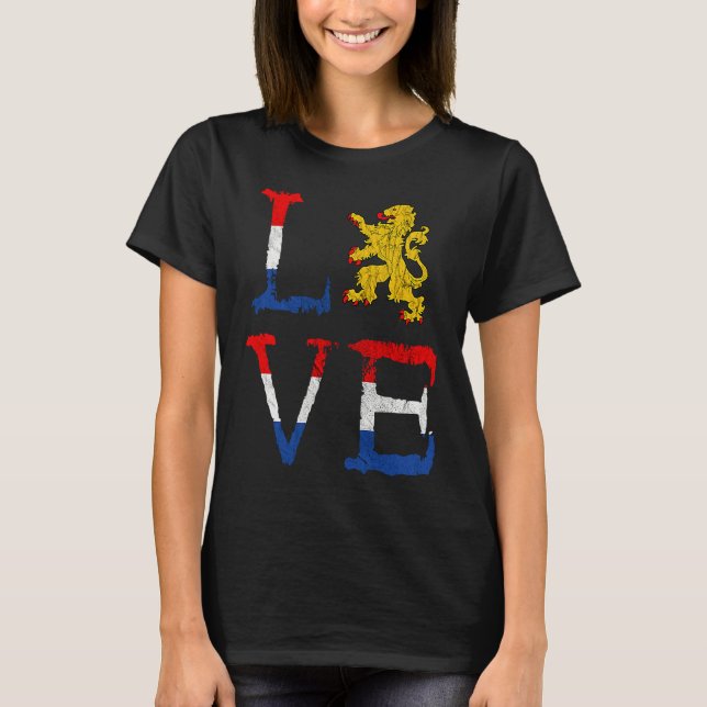 Netherlands Love Holland Love Oranje Lion Crest Ne T-Shirt (Front)