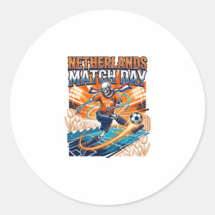 Netherlands Match Day Skeleton Striker Nations Hig Classic Round Sticker