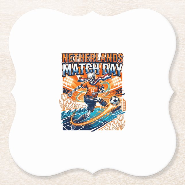 Netherlands Match Day Skeleton Striker Nations Hig Paper Coaster (Front)