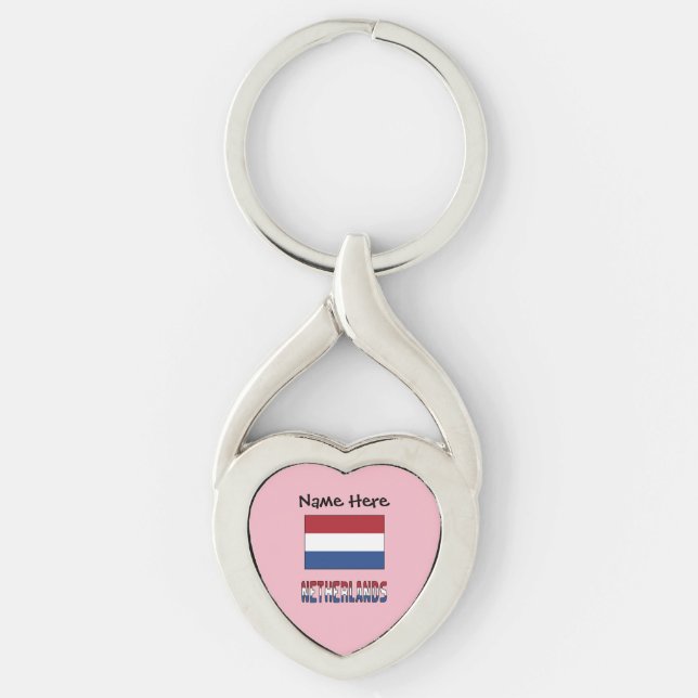 Netherlands Netherlander Flag Black Personalised Key Ring (Front)