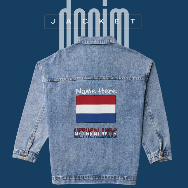Netherlands Netherlanders Flag White Personalised Denim Jacket (Creator Uploaded)