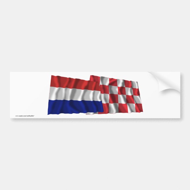 Netherlands & Noord-Brabant Waving Flags Bumper Sticker (Front)