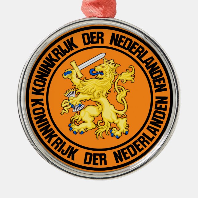 Netherlands Round Emblem Metal Tree Decoration (Front)