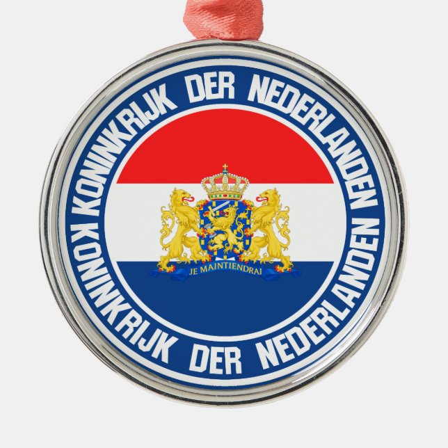 Netherlands Round Emblem Metal Tree Decoration (Front)