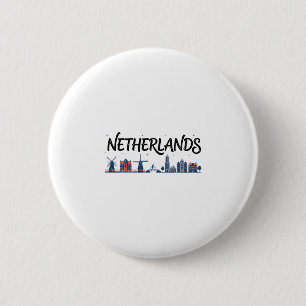 Netherlands Skyline Travel Vacation Outfits  6 Cm Round Badge