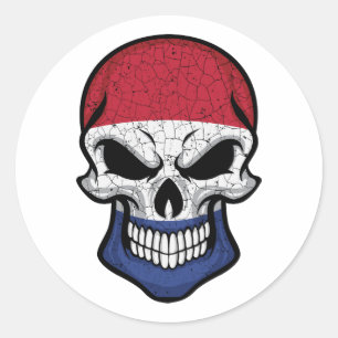 Netherlands Smiling Skull Flag Classic Round Sticker