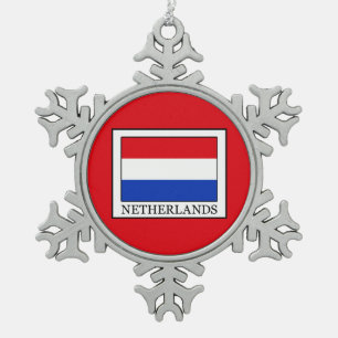Netherlands Snowflake Pewter Christmas Ornament