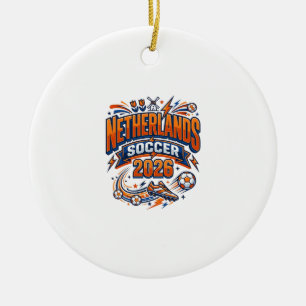 Netherlands Soccer 2026 Soccer Bold Country Typogr Ceramic Tree Decoration
