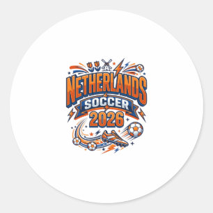 Netherlands Soccer 2026 Soccer Bold Country Typogr Classic Round Sticker