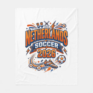 Netherlands Soccer 2026 Soccer Bold Country Typogr Fleece Blanket