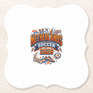 Netherlands Soccer 2026 Soccer Bold Country Typogr Paper Coaster