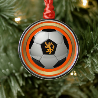 Netherlands Soccer Ball,Dutch Lion on Orange Metal Tree Decoration
