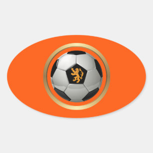 Netherlands Soccer Ball,Dutch Lion on Orange Oval Sticker
