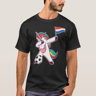 Netherlands Soccer  Dutch Flag Dabbing Unicorn T-Shirt