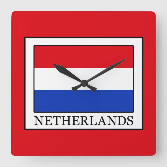 Netherlands Square Wall Clock (Front)