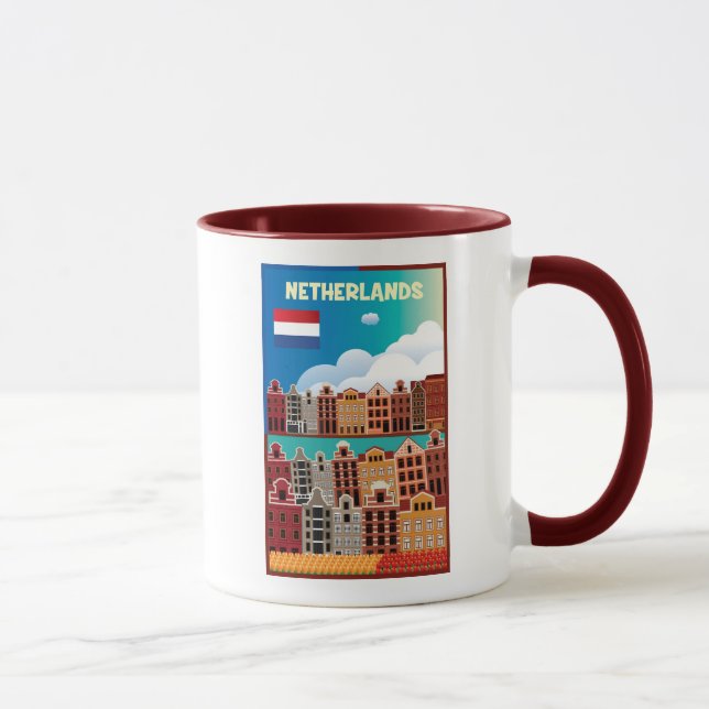 Netherlands Travel Poster Mug (Right)