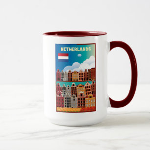 Netherlands Travel Poster Mug