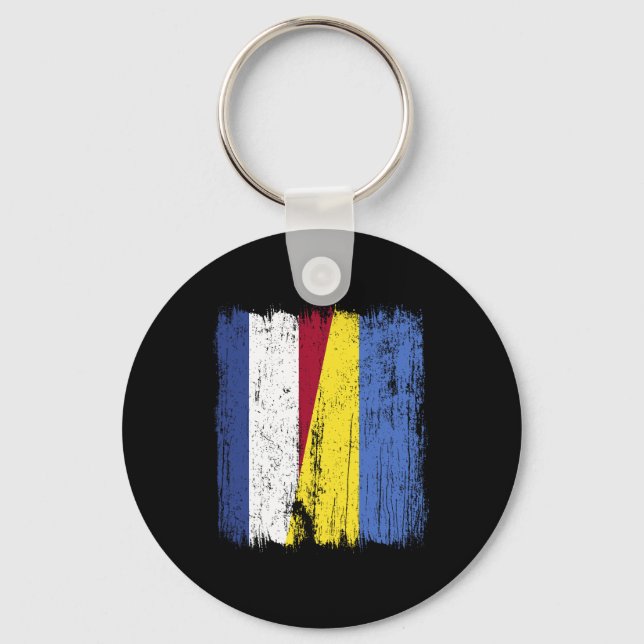Netherlands Ukraine Half Flag Dutch Ukrainian Heri Key Ring (Front)