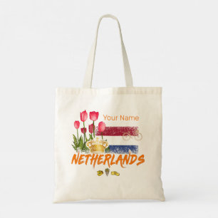 Netherlands Vintage Holland Flag and Dutch Tulip Tote Bag