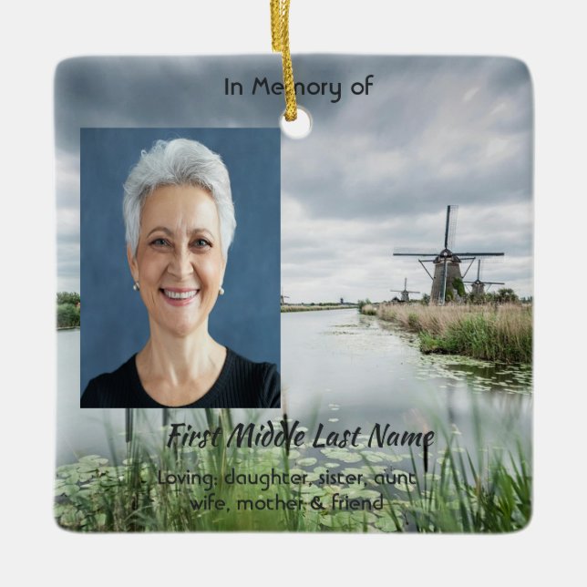 Netherlands windmill Holland  Memorial Keepsake  Ceramic Ornament (Front)