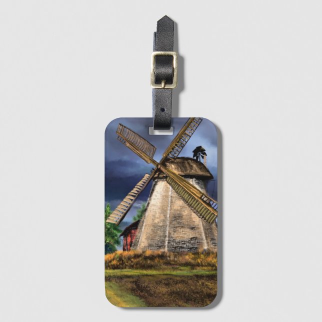 Netherlands Windmill Luggage Tag (Front Vertical)