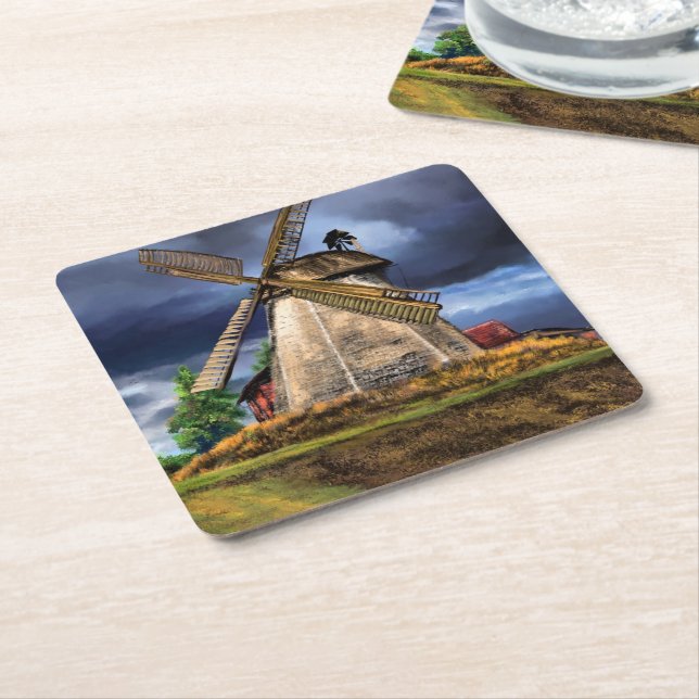 Netherlands Windmill Paper Coaster (Angled)