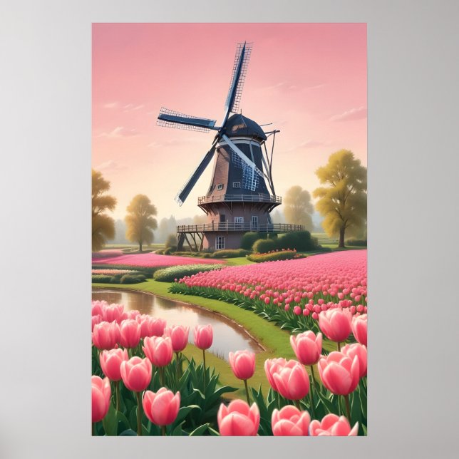 Netherlands Windmills Poster (Front)