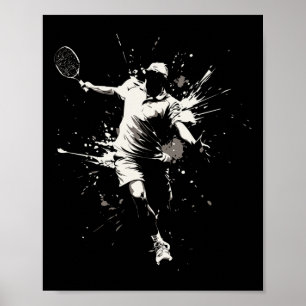 Netll Court Game Paint Splash Dminton Player Boy  Poster