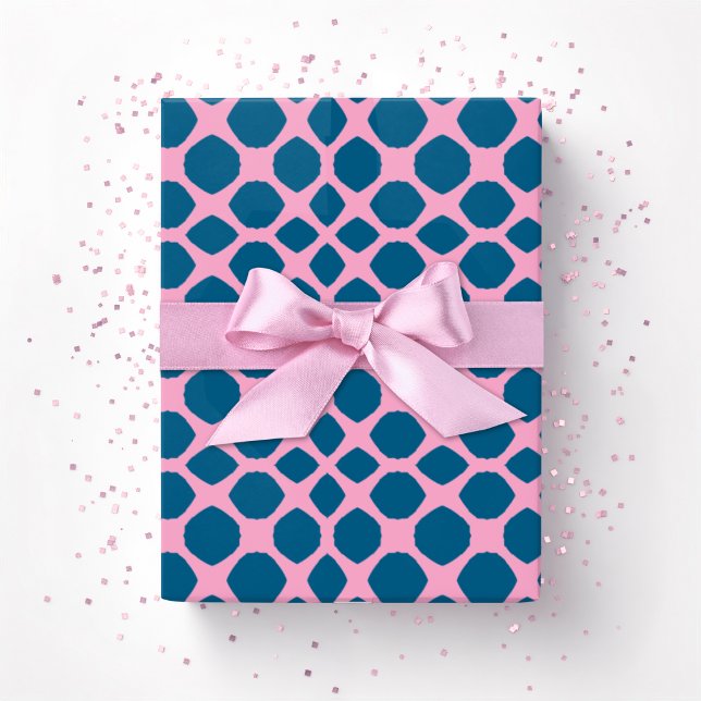 Netta Twist Lattice in Pink and Deep Aqua Wrapping Paper (Creator Uploaded)