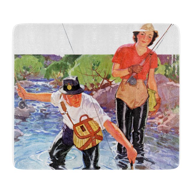 Netting A Fish by R.J. Cavaliere Cutting Board (Front)