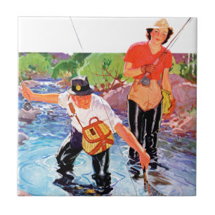 Netting A Fish by R.J. Cavaliere Tile