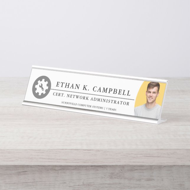 Network Administrator | Industry symbol + Logo Desk Name Plate (Front)