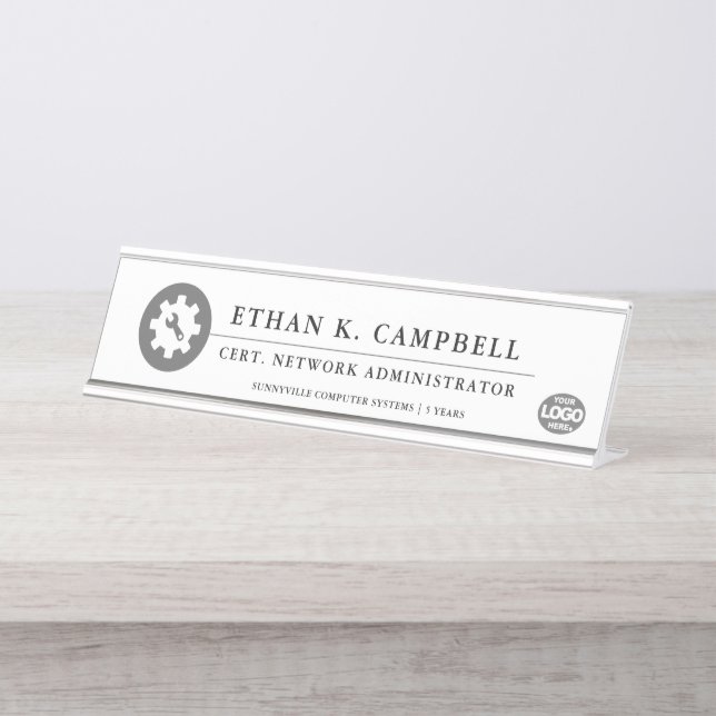 Network Administrator | Industry symbol + Logo Desk Name Plate (Front)