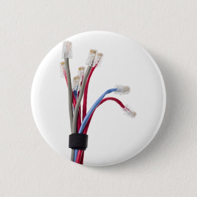 Network cables 6 cm round badge (Front)