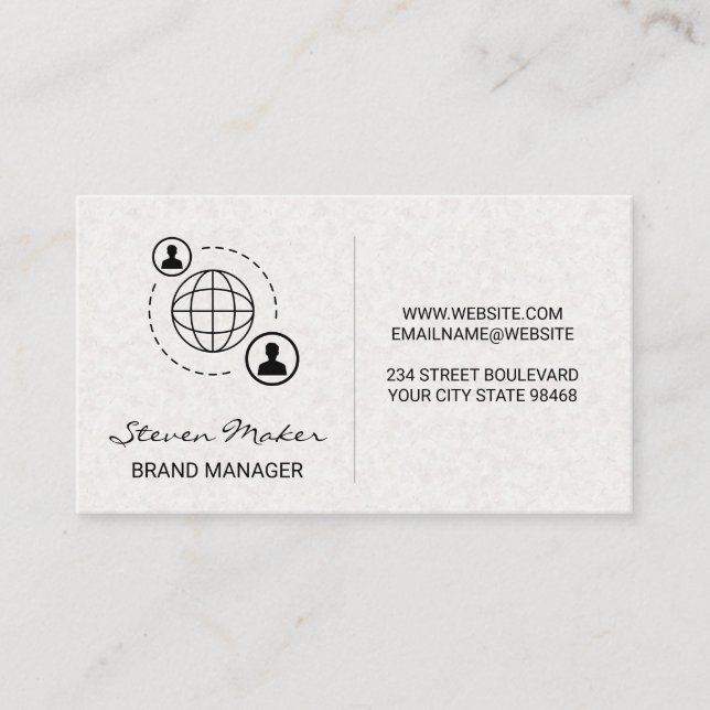 Network Communication Icon Paper Texture Business Card (Front)
