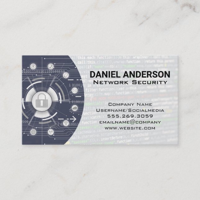 Network Communications | Coder | Cyber Security Business Card (Front)