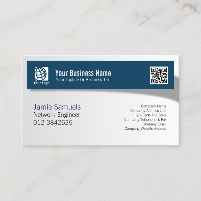 Network Engineer IT Technical Skills Shadow Banner Business Card (Front)