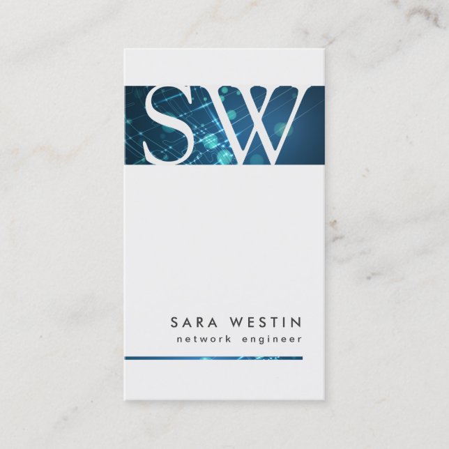 Network Engineer Monogram Circuits Business Card (Front)