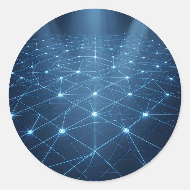 Network Grid – Digital Network Art Classic Round Sticker (Front)