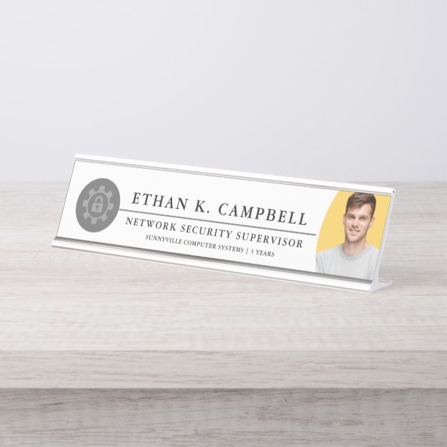 Network Security Expert | Industry symbol + Logo Desk Name Plate (Front)