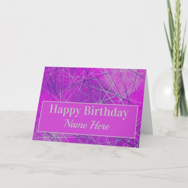 Networking in Pink Geometric Abstract Birthday Card (Front)