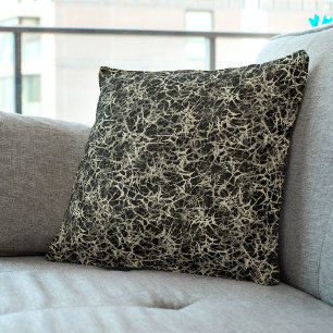 Networking Neurons on Black - seamless pattern.  Cushion